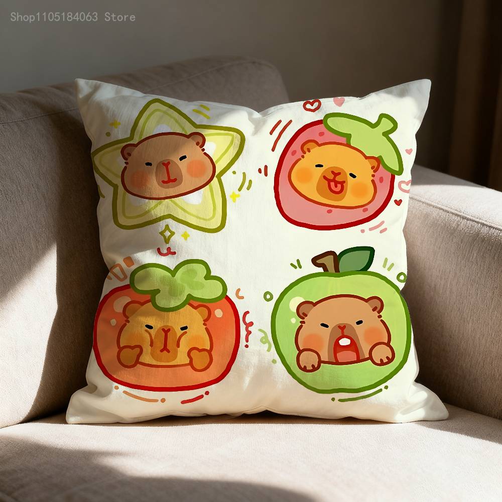Capybara Pillow Case Print Polyester Fiber 40X40 cm Home Sofa Throw Cushion Cover Decoration