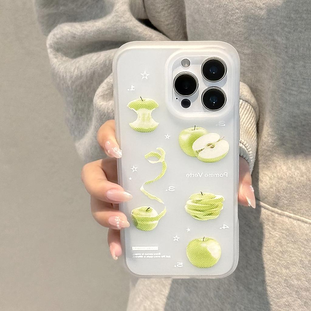 Green Apple Iphone16 Mobile Phone Case 17promax Is Suitable for 14 Niche 13 Silicone Anti-drop 11 Soft Cover, Small and Fresh.