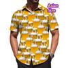 Hawaiian Shirt Man Streetwear Car Beer 3d Print Graphic Street Beach Men's Shirt Casual Short Sleeves Button-down Shirt Man Top