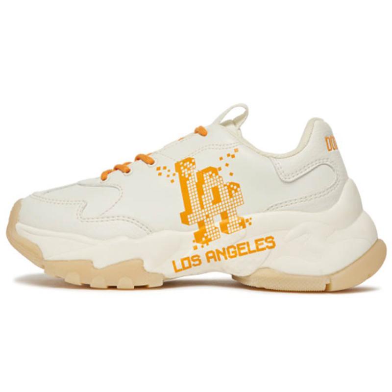 MLB Big Ball Chunky Pixel LA Амортизация Противоскользящие и износостойкие Низкие Chunky Кроссовки Унисекс Белые Оранжевые Кроссовки 3ASHCD22N-07ORS