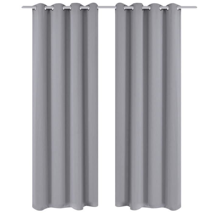 Rideau occultant - vidaXL - 2 pcs - 135x175 cm - Gris - Œillets métalliques