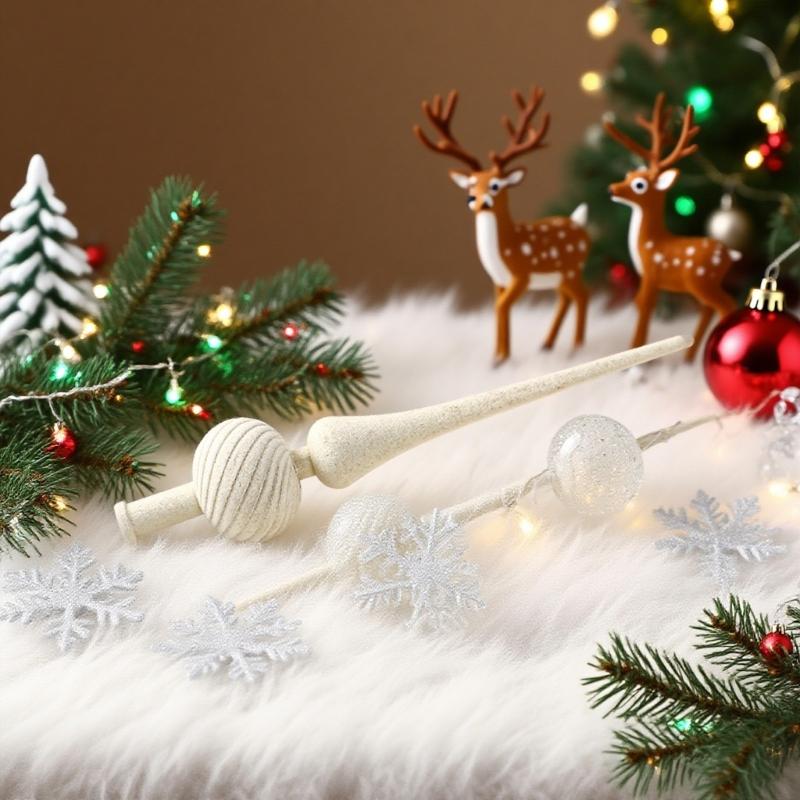 Long Pointed Flocking Plastic Christmas Tree Toppers Portable Easy Setups Festival Ornament for Indoor Decorations