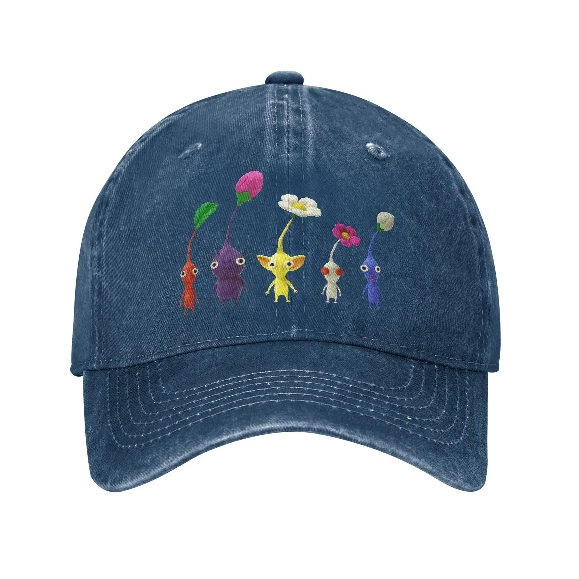 

Vintage Custom Cute Pikmin Baseball Cap Unisex Style Distressed Denim Sun Cap Outdoor Workouts Adjustable Caps Hat One Size