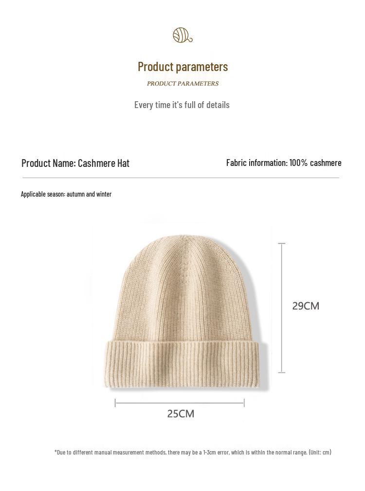 Women's 100% Pure Cashmere Hat - Versatile, Solid Color, Warm, Ear Protection Head Wrap