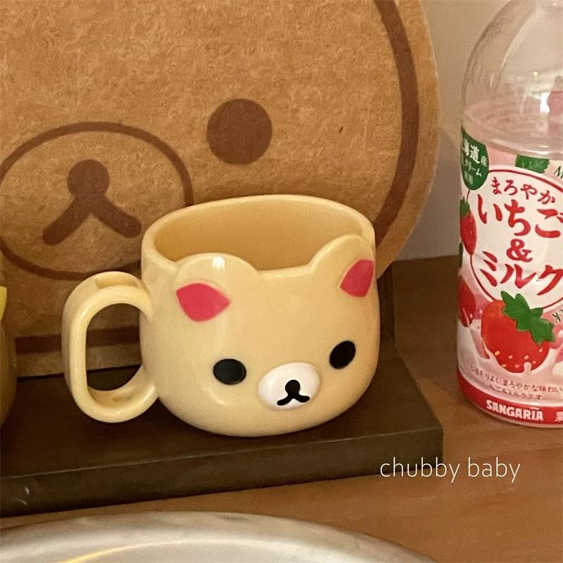 Chubbybaby Rilakkuma Cartoon Mouthwash Cup Cute Chubby Bear Plastic Toothbrush Cup Kawaii For Kid Couples Bathroom Daily Washing