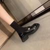 Leather Version! Small Gold Coins Platform Heel Loafers Women's 2025 Autumn New British Lazy Thick Heel Small Leather Shoes