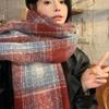 Mohair Winter Cashmere Scarves Tassel Long Shawl Retro Plaid Wool Scarf  Girl