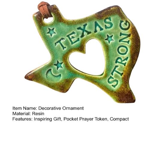 Texas Strong Ornament Heart-Shaped Flood Disaster Blessing Ornament Pocket Prayer Token with Card Gift for Texas Residents Disaster Relief Volunteers