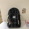 2025 New Plaid Cotton and Linen Double Backpack for Girls To Travel Lightly and Go Out Daily with Backpack Schoolbag