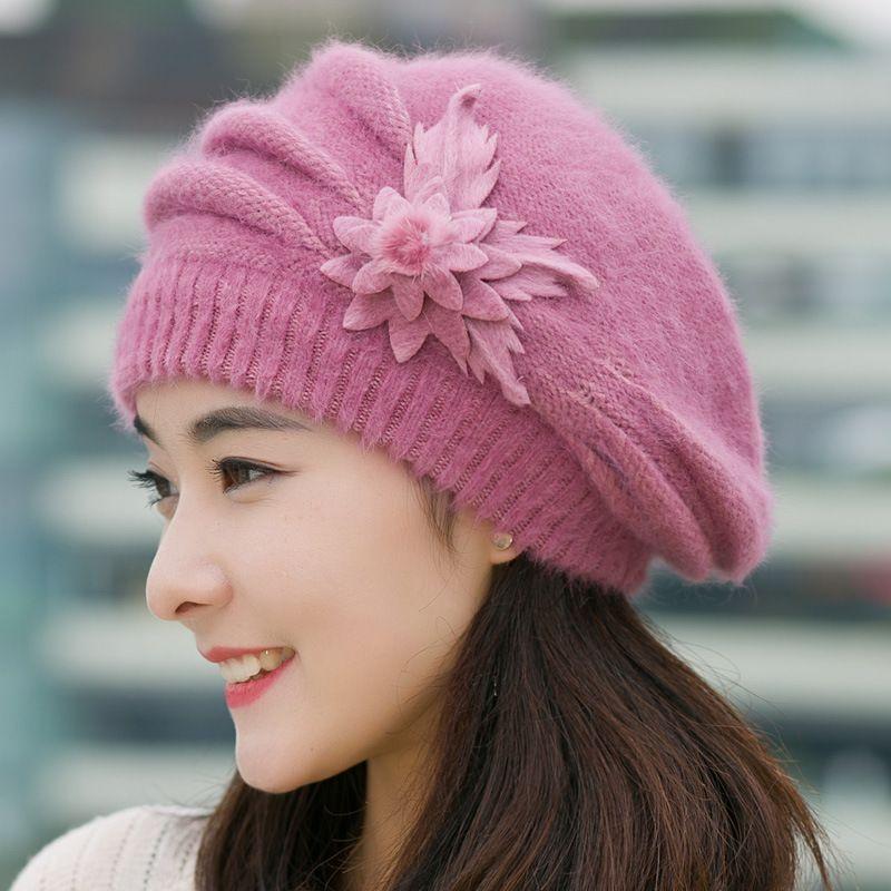 

Шапка, женская шерстяная шапка среднего возраста с добавлением бархата толстый утеплитель защита ушей берет зимний сезон M（56-58cm）