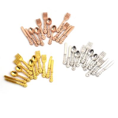12Pcs Doll House Miniature Fork Knife Soup Tableware Kitchen Home Toy