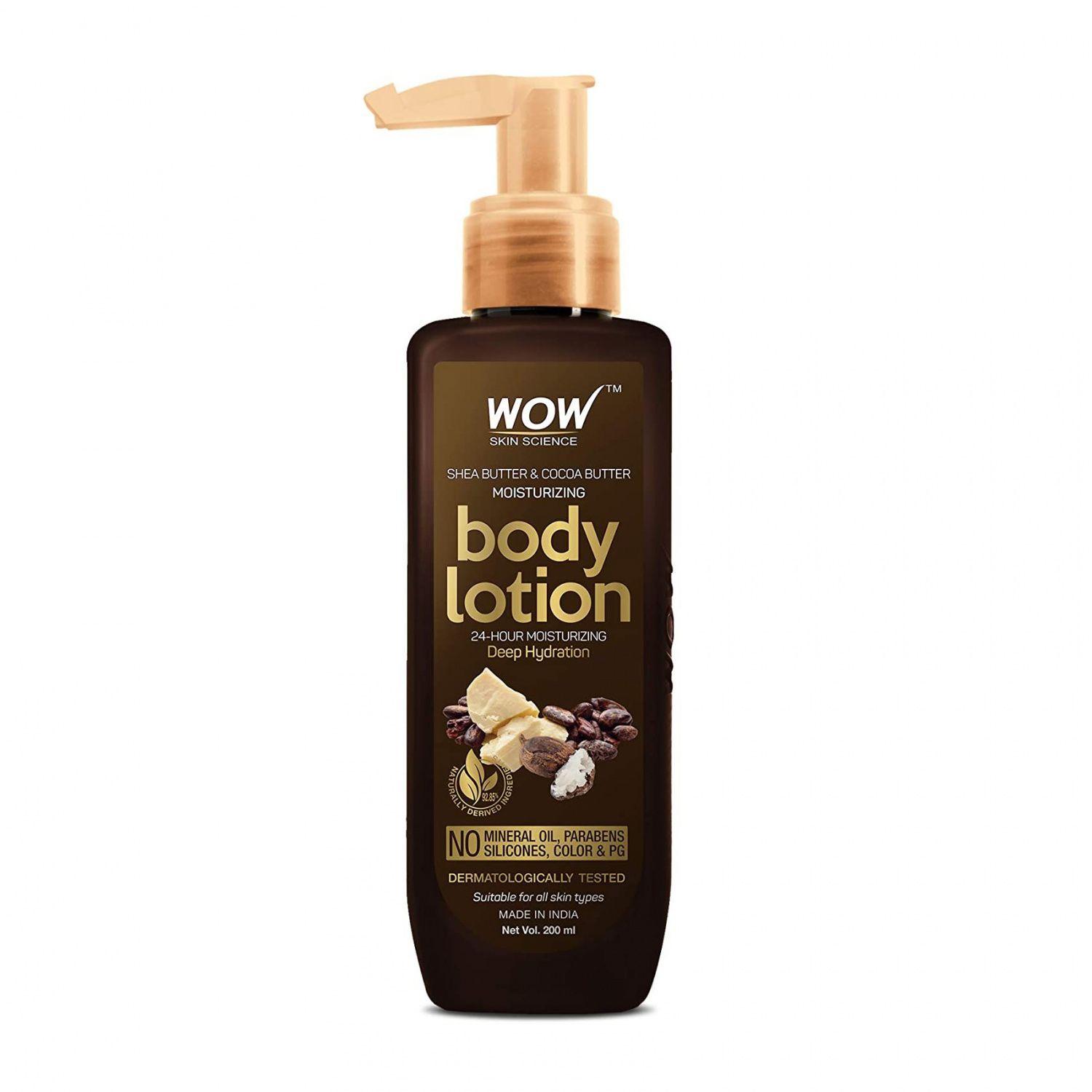 Увлажняющий лосьон для тела с маслом Ши и Кокоса (200 мл), Shea Butter & Cocoa Butter Moisturizing Body Lotion, WOW Skin Science
