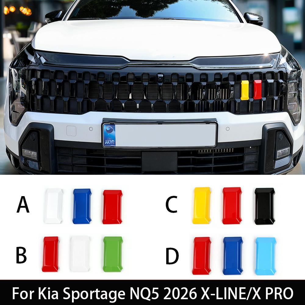 3PCS Automotive Front Bump Grille Decorative Cover Trim For Kia Sportage NQ5 2026 X-LINE Exterior Accessories A