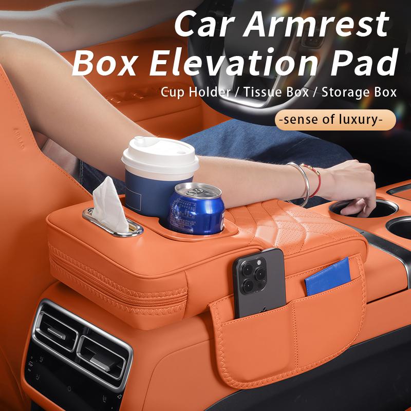 Car Center Console Armrest Cushion For MINI COOPER COUNTRYMAN Storage Bag 2 Cup Holder Tissue Bag Armrest Heightening Pad Cover