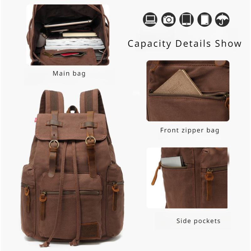 European and American Retro Men's Backpack New Canvas Shoulders Bag Outdoor Travel Computer Bag Student Schoolbags for Boy Father's Day Gift
