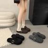 Retro Fluffy Bag Head Half Slippers for Women To Wear Autumn and Winter New Thick-bottomed Piled Cotton Slippers