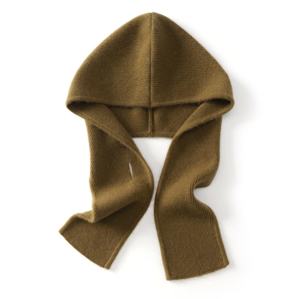 Flat Cashmere Hat Scarf Integrated Women's Winter One-piece Neck Cover Hat Warm Ear Protection Knitted Wool Pullover Hat