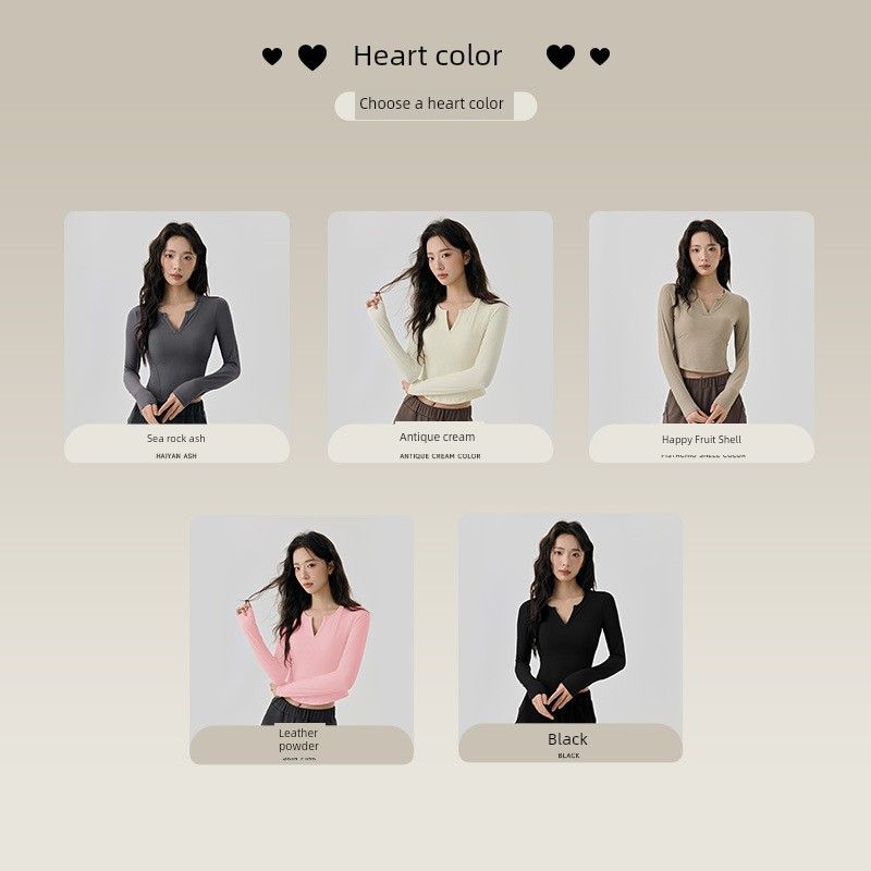 Lu Same Yoga Clothes Long Sleeves Women's Fixed Cup Rib Silm Slim Looking Sports T-Shirt Fitness Pilates Training Wear