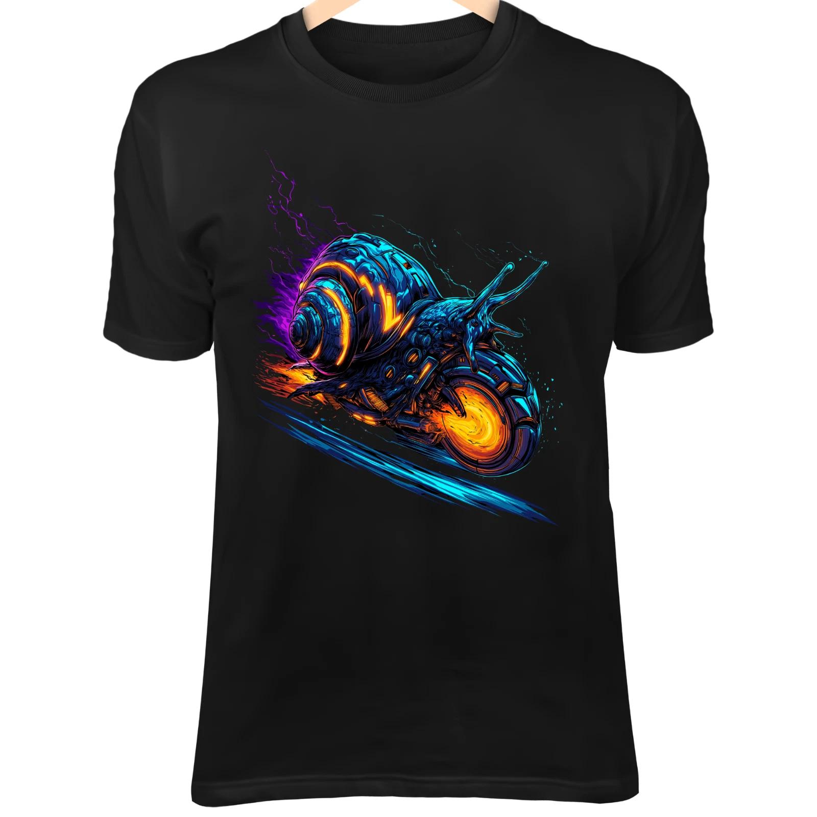 

Cyberpunk Racing Snail - Neon Stripes, Aerodynamic Shell & Futuristic Speed Art L