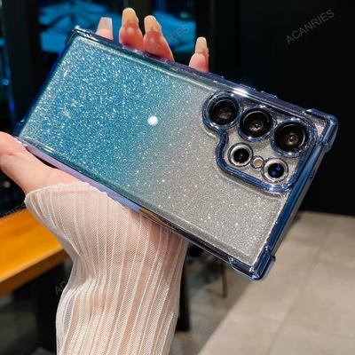Do Samsung Galaxy S24 Ultra 5G S23 Plus S22 + S21 Fe Glitter Plating Silikonowe Miękkie Etui S 24 23 22 Cztery Narożne Etui Antywstrząsowe