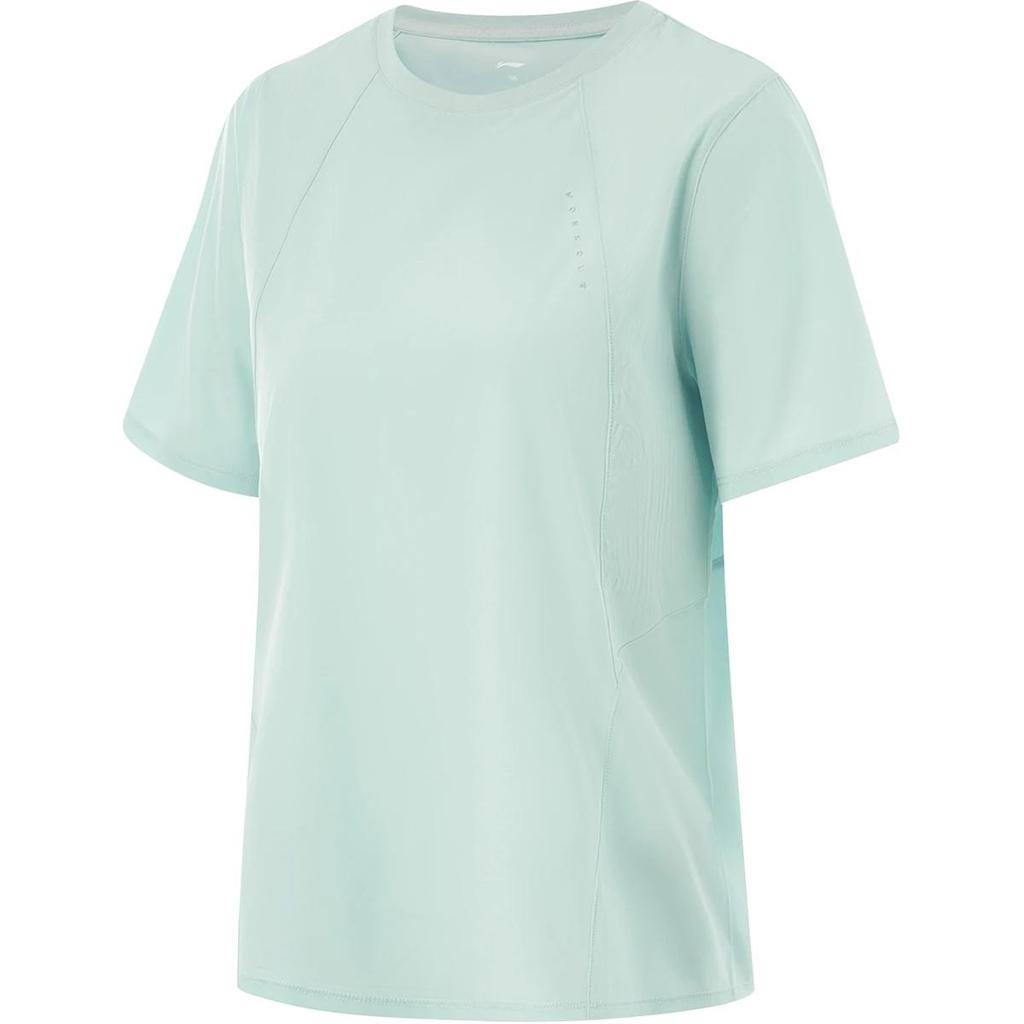 Li Ning Fitness Series Solid Color Round Neck Comfortable Breathable Versatile Casual Short Sleeve T-Shirt Women T-Shirts Feather-Green ATSU528-3