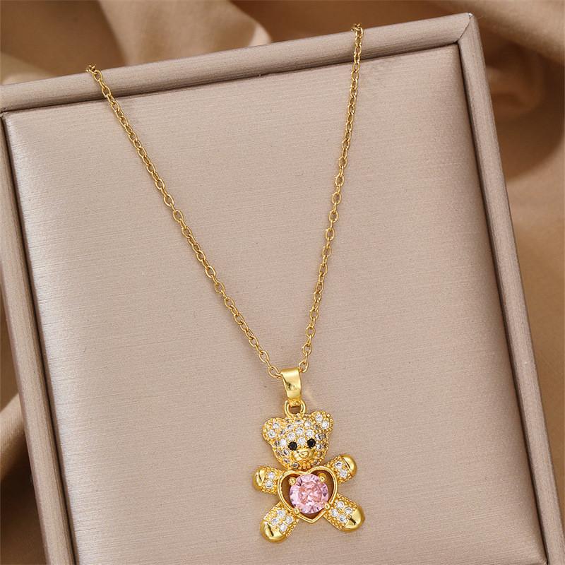 Floral Animal Zircon Necklace For Women With Stainless Steel Chain Elegant Jewelry Gift