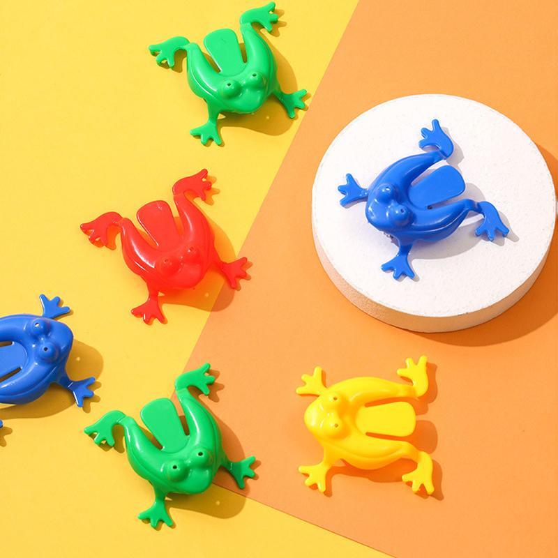 10/20Pcs Jumping Frog Toy Solid Color Plastic Bouncing Frog Parent-child Family Game Kids Birthday Party Gift Stress Relief Toys