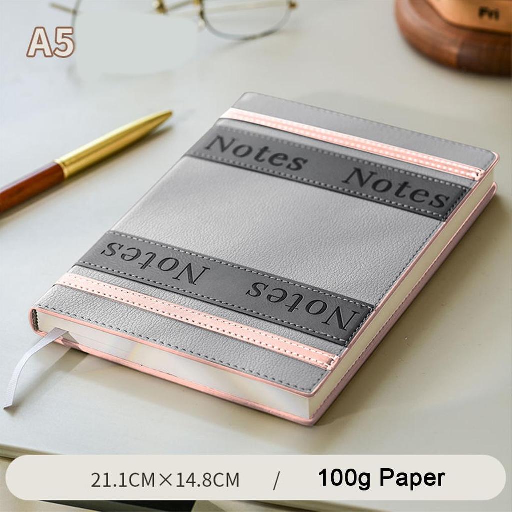 A5 leather study notebook, work notebook, business meeting record book, thickened diary, excerpt book, 100 sheets 200 pages