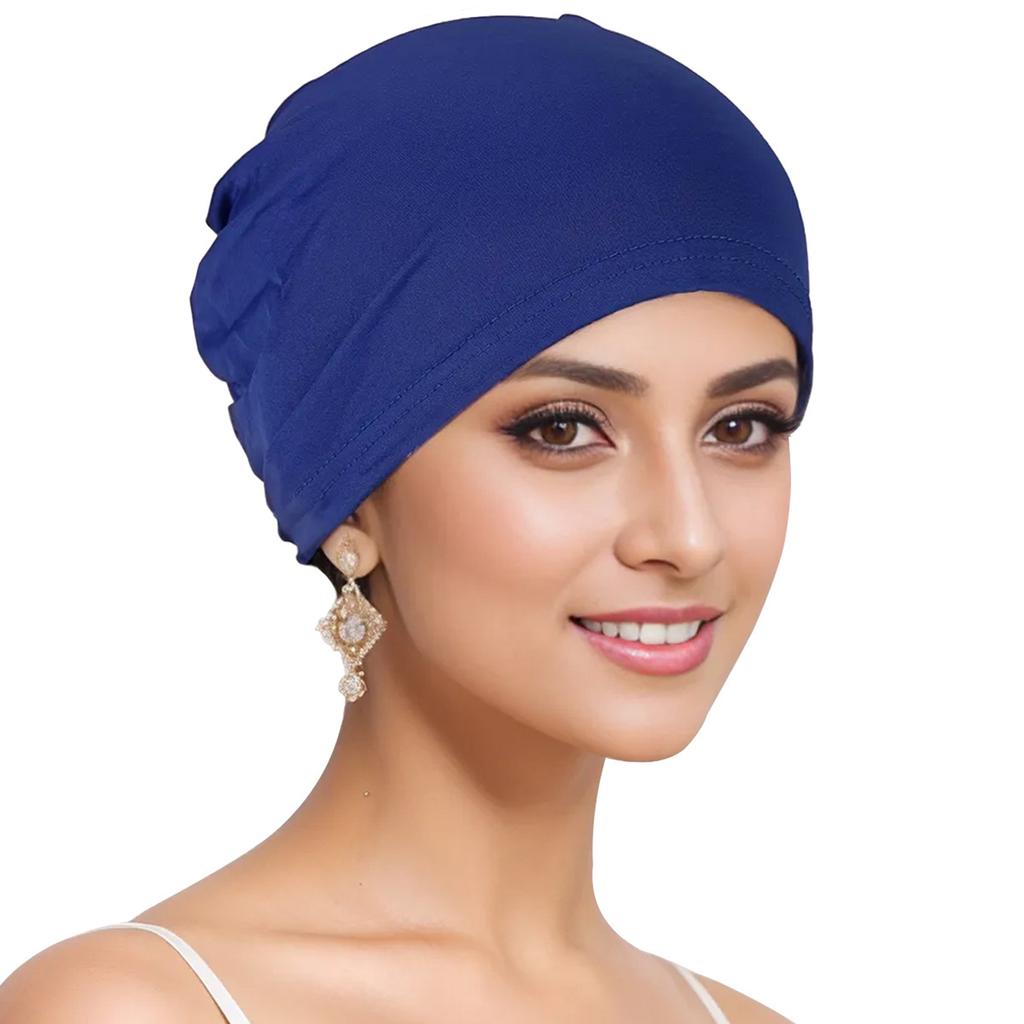 Solid-Color Turban Hat Head Scarf For Ladies Women Causal Turban Cap Headband Breathable Full Cover Hat Headwear For Daily Wear