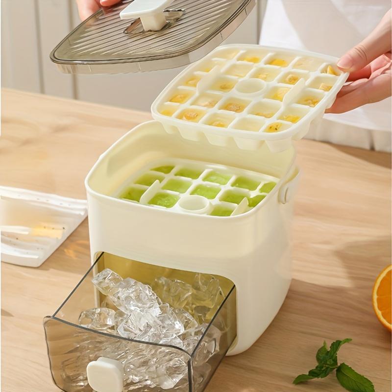 Ice Cube Tray with Lid and Scoop, Double Layer 48-Cube Mold, Easy Release Large Capacity Press Ice Tray, Essential Kitchen Gadge