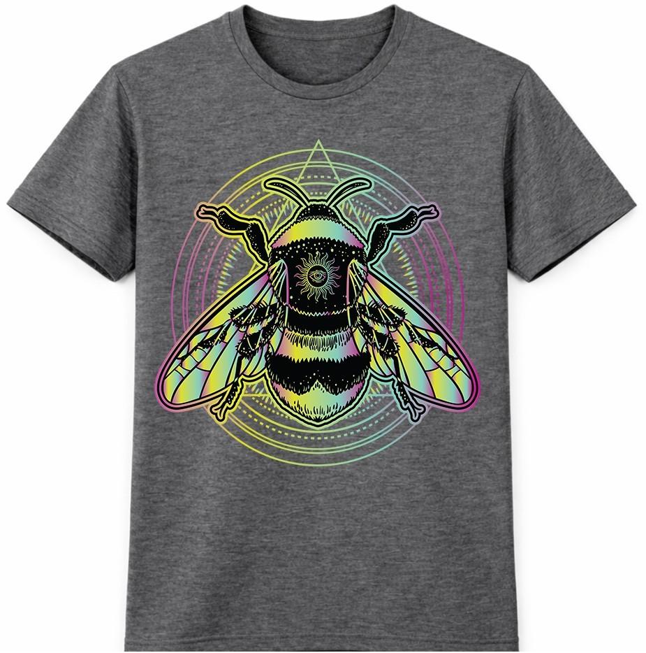 Bee Crown T Shirt Sacred Geometry Mystical Insect Graphic Tee