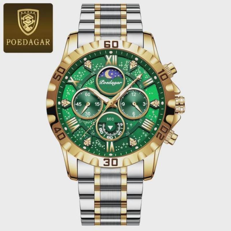 POEDAGAR Luxury Watch for Man Quartz Sports Men Watch Waterproof Luminous Stainless Steel Chronograph Watches