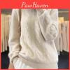 Wool Autumn Winter Women Sweater Thick Warm Oneck Pullover Twist Flower Cashmeresolid Color Knitwear Loose Round Neck Warm Base Clothes