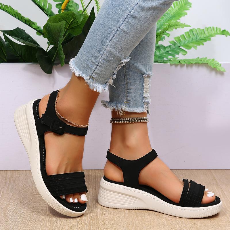 

Сандалии на платформе Rome Summer Selling Non-Slip Buckle Hollow Wedge Beach Shoes Casual Outdoor Girls Black Gladiator Sandals 35 чёрный