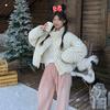 2025 winter new BF retro floral design padded jacket women's ins loose warm bread jacket cotton coat