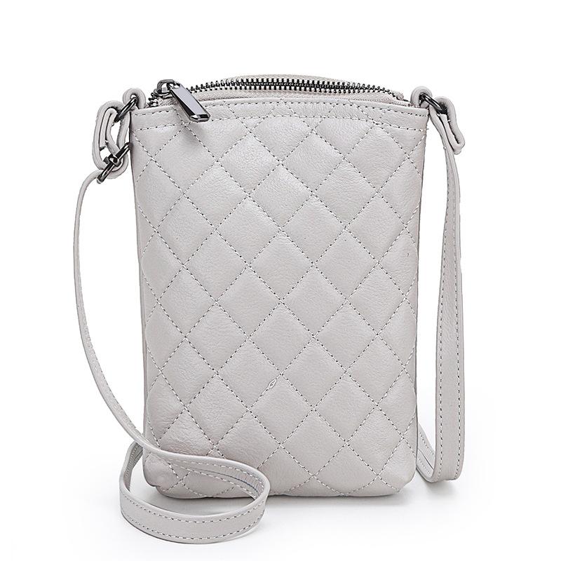 Bag Women'S Bag Genuine Leather Women'S Fashion Diamond Middle-Aged Mother First Layer Cowhide Crossbody Shoulder Mobile Phone Bag Woman