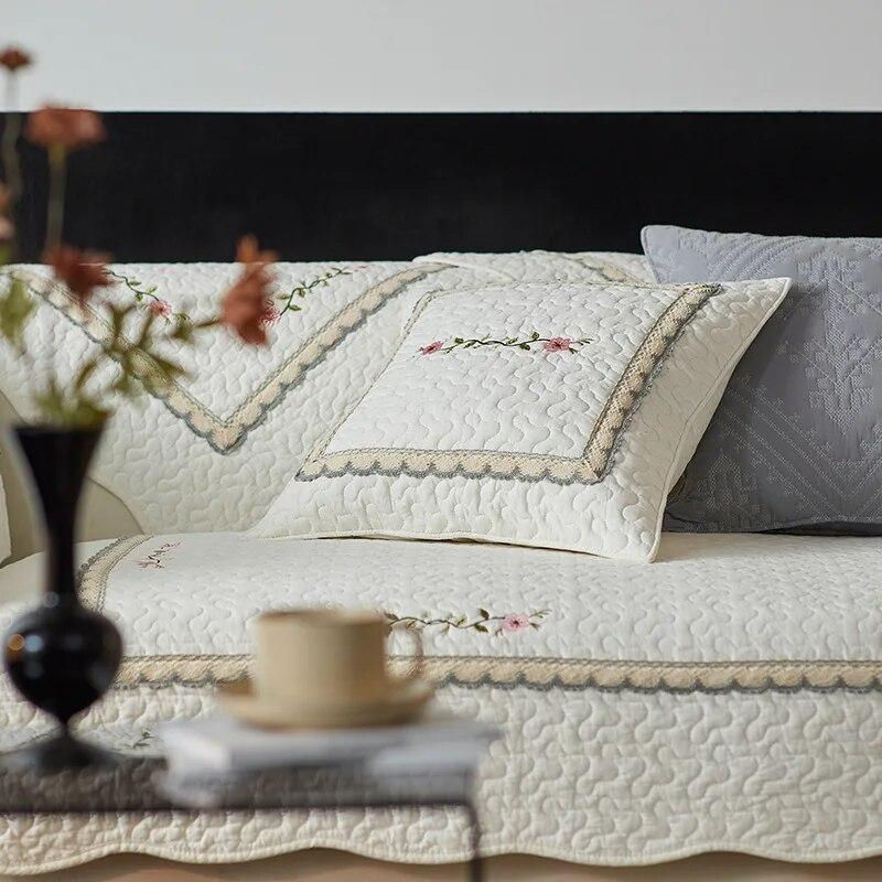 Bavlněný polštář na pohovku Čtyři roční období Univerzální látka Protiskluzová Moderní Jednoduchá Oboustranná Výšivka Severský Froté Potah