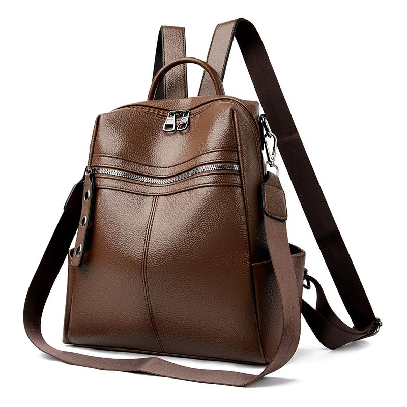 Women's Multi-functional Leather Backpack Retro Leather Shoulder Bag Large Capacity Backpack for Daily Commute and Weekend Outings and Travel