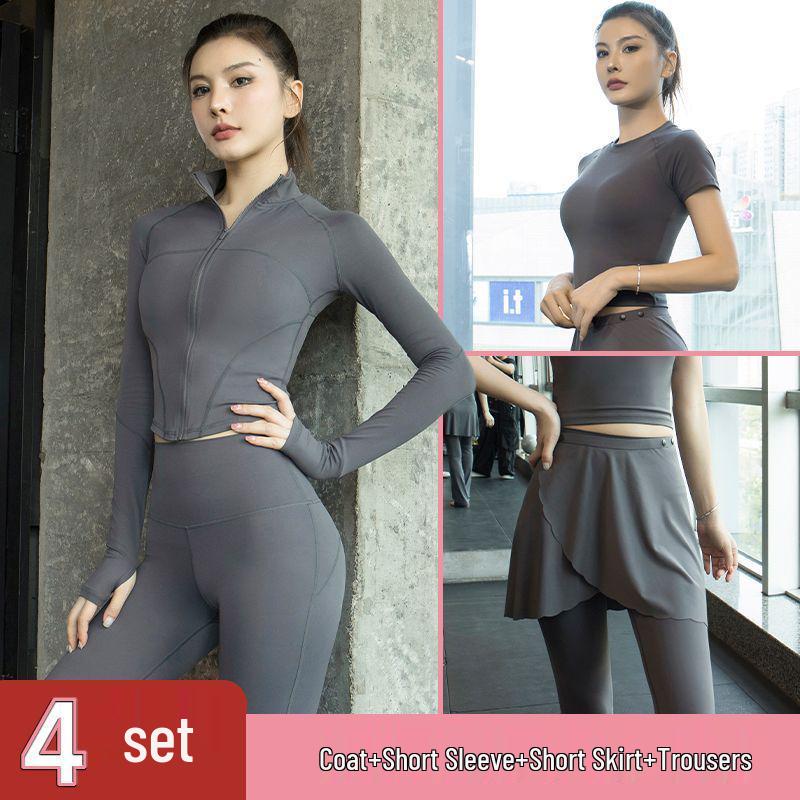 Women's Morning Run Yoga Set: Hip-Covering Skirt & Slimming Flared Pants
