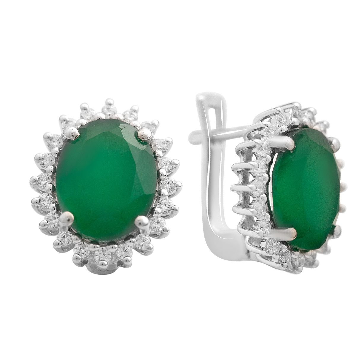 

Серебряные серьги с натуральным агатом, фианитами (2174127)