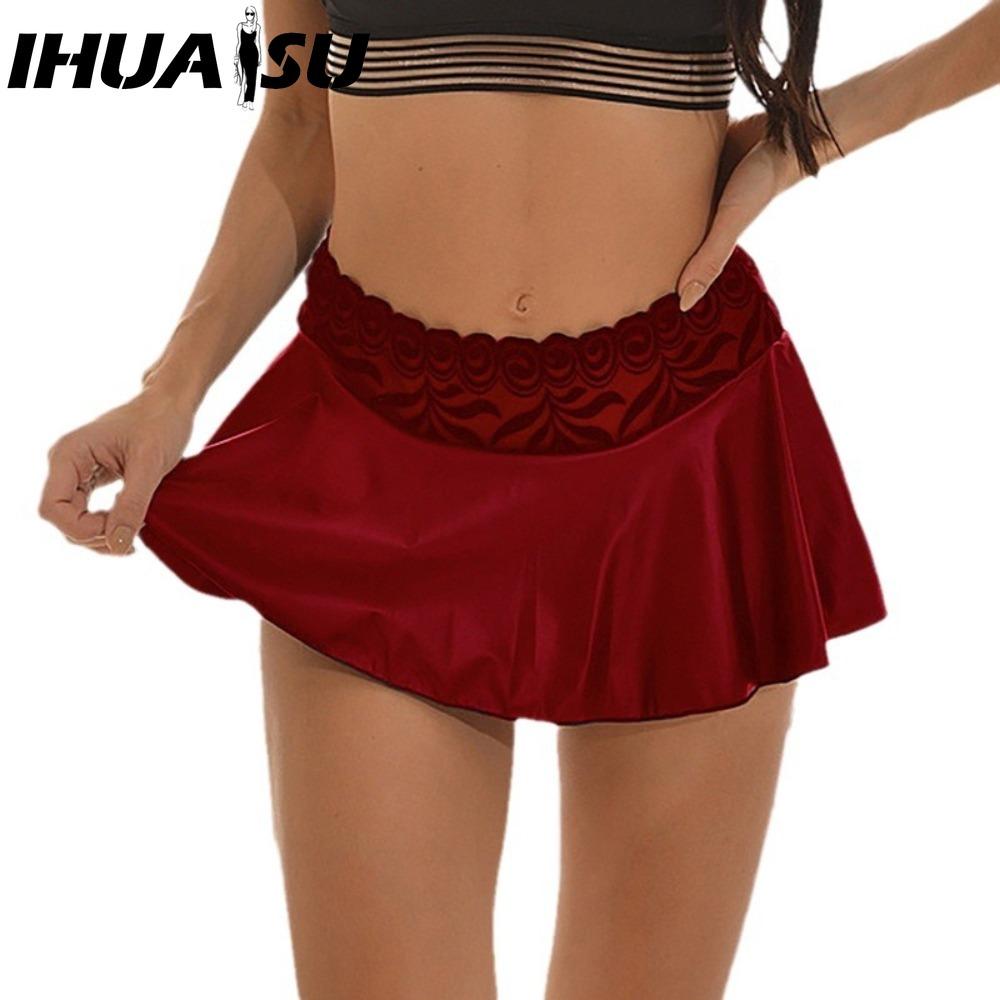 IHUASU Women's Fashion Casual Solid Color Print Summer Spring Skirt