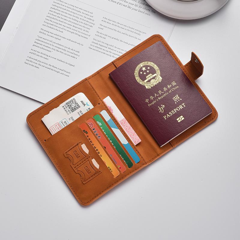 PU Leather Passport Holder with Magnetic Snap Closure, RFID Protection, and Anti-Theft Features – Durable Multifunctional Document Wallet