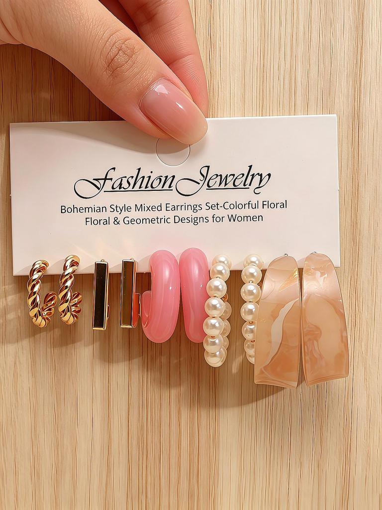 European 2026 C-Shaped Resin Earrings - Light Luxury Fashion with Creative Acetate Sheet Design