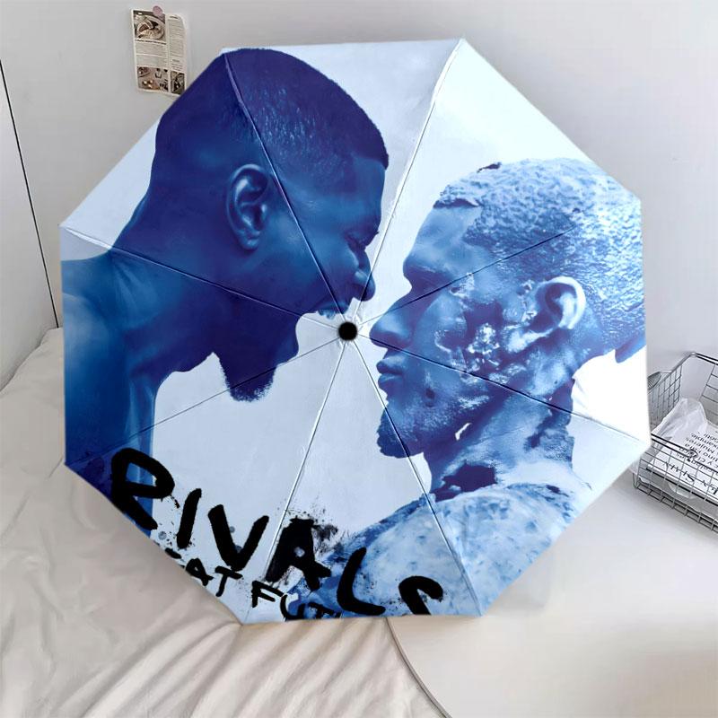 Зонт-трость с узором Usher, Новый стиль, 1 шт., Автоматически складывающийся зонт, Портативный дизайн, Зонт для путешествий, Уличный зонт