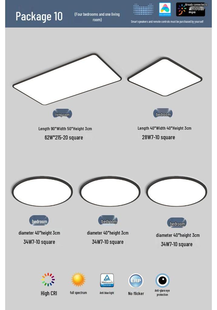 Smart Minimalist Ceiling Light with Full Spectrum Eye Protection for Living Rooms