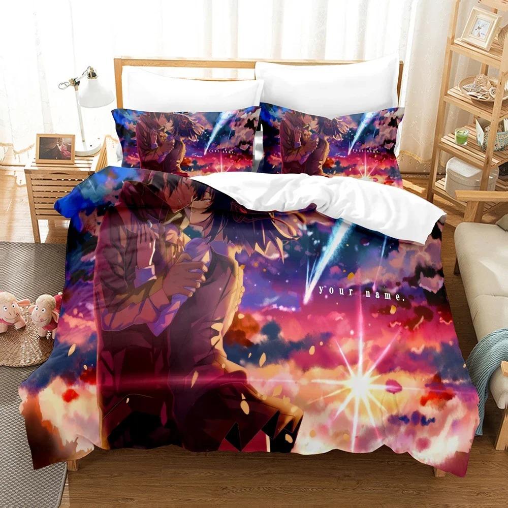 Your Name Luxury Bedding Set Japan Anime Cartoon Duvet Cover Set Comforter Bedspread Linen Twin Single Size Printed Home Textile