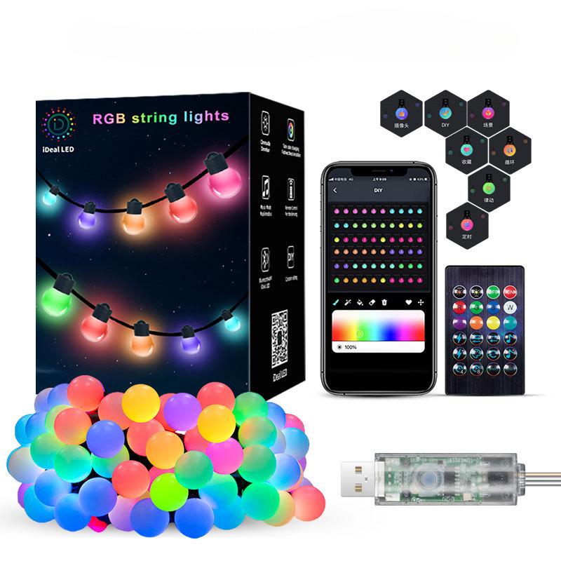 Outdoor Waterproof LED String Light USB 10M 50 Bulbs Fairy Lights Bluetooth Christmas LED Garland Lamp Room Garden Camping Decor