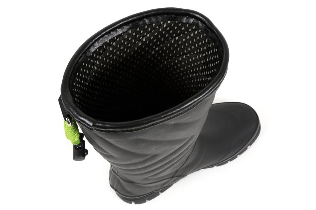 Akiriko MOZ Damen Stepp-Präge-Regenstiefel, Lange Schaftlänge, Wasserdicht, Rutschfeste Sohle, Urethanfutter, Gummistiefel, Schwarz, Größe L
