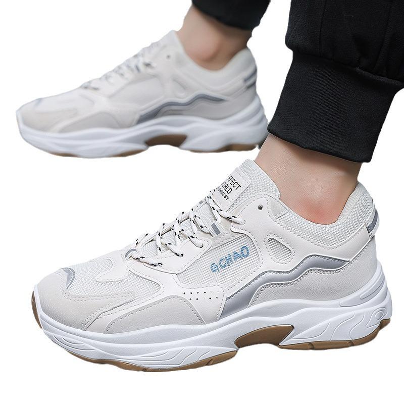 Men's Shoes for Summer Breathable New Trendy and Versatile Anti-odor Thin Mesh Sports and Casual White Board Shoes Trendy Shoes
