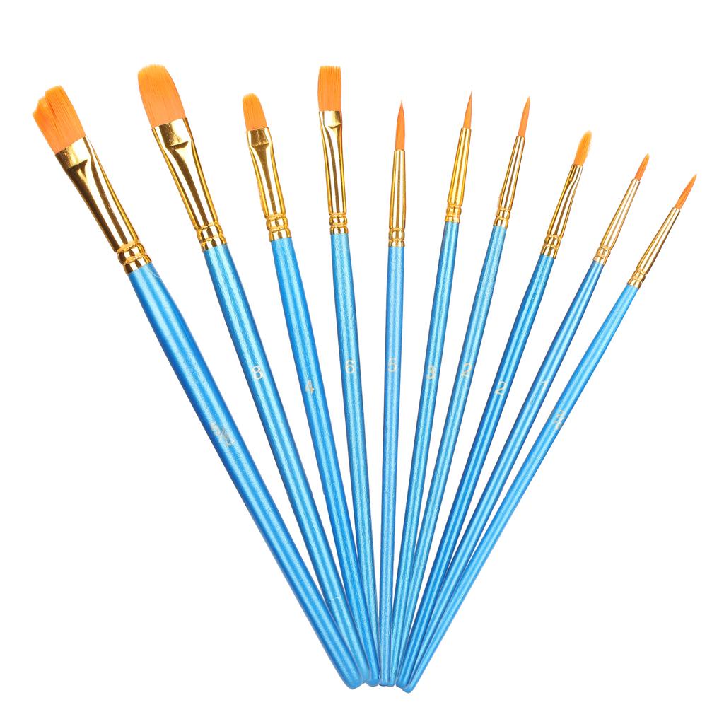 Nylon Hair Paint Brushes Set Portable Watercolor Acrylic Painting Brush with Blue Handle